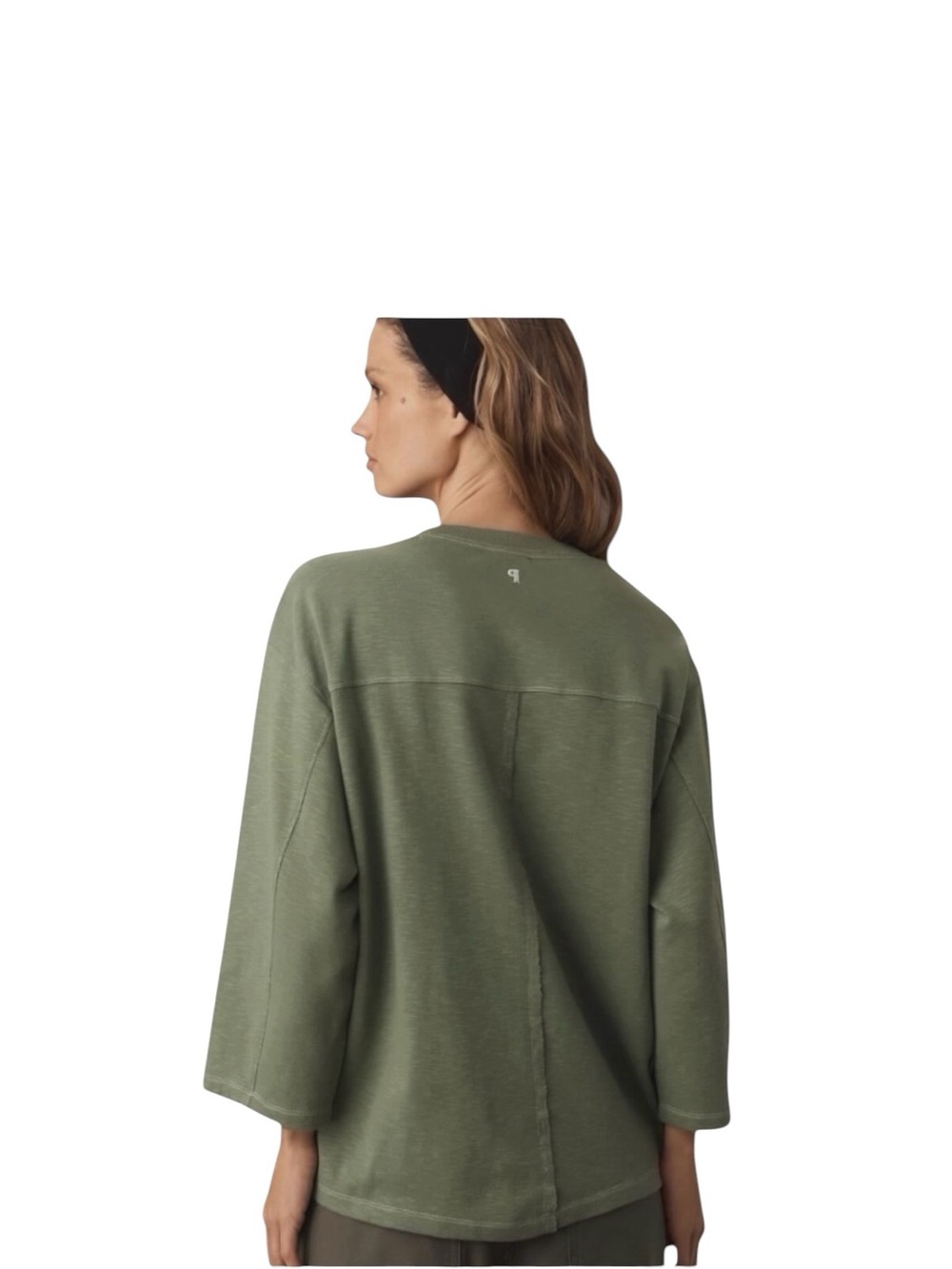 NEW Pilcro x Anthropologie 3/4 Sleeve Varsity Tee in Green NWOT - Picture 4 of 7
